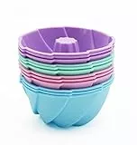 Mlying Mini Gugelhupfform Silikon 12 Stück Gugelhupf Backform Wiederverwendbare Muffinförmchen Cupcake Klein Kuchenform Mini Gugelhupf Ø 6,5cm, Höhe 3,5 cm