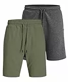 JACK & JONES Herren JPSTGORDON Bradley SW Shorts MID Sweat Shorts Herren, Dark Grey Melange/B. Dusty Olive, XXXL