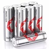 1.5V Wiederaufladbare AA Lithium Akkus (8 Stück), 3600mWh Lithium Ionen Hochkapazitäts-Wiederaufladbare aa akku 1600 + Zyklen Langlebige Wiederaufladbares Doppel A Batterie, geringe Selbstentladung