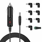 12V 2A KFZ Ladegerät Universal Netzkabel Zigarettenanzünder mit 8 Tips für DVD Player,Router, GPS,Kamera,Tablet,Lautsprecher,Milchpumpe,Etikettendrucker,LED Lichtleisten 24W 5,5 x 2,1mm Auto Ladegerät