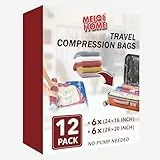 12 Stück Kompressionsbeutel für Reisen, Vakuum-Aufbewahrungsbeutel für Gepäck und schmutzige Kleidung, platzsparende Reiseverpackungen für Koffer und Organisation zu Hause MEIQIHOME