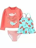 Simple Joys by Carter's Rashguard-Sets für Mädchen, 3-teilig, Orange Sea Life/Red Fruit/Stripe, 3 Jahre