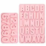 Kssvzz Silikonform Buchstaben und Silikonform Zahlen, A-Z & 0-9 Alphabet Silikonformen Gießformen Groß, 3D Gießform Set für Schokoladenform Seifenform Epoxidharz Formen Silikonformen, Rosa