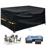 GARPROVM Gartenmöbel Abdeckung Wasserdicht, 180x120x74cm Gartenmöbel Abdeckplane Staubdicht Wetterfest Oxford Gewebe Schutzhülle, Abdeckhaube für Outdoor Sitzgruppe Esstisch Set Möbelsets