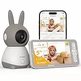 ieGeek Babyphone mit Kamera 2K 3MP, 5 Zoll WLAN Video-Babyfon mit PTZ 360°, automatischer Verfolgung, Nachtsicht, Bewegungserkennung, Weinerkennung, App-Steuerung, Temperaturanzeige