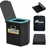Upgrade XL Tragbare Toilette für Erwachsene, extra große zusammenklappbare Reise-Toilette, Camping-Toilette hoch mit Deckel für Erwachsene und Kinder, kompakte Campingtoilette für Auto, Wandern