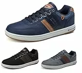 ARRIGO BELLO Freizeitschuhe Herren Sneaker PU Leder Walkingschuhe Atmungsaktive Athletic Formal Classic Sportschuhe 41-46, Blau, Größe 43