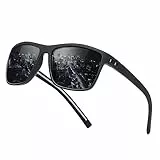 kunchu Polarisierte Sonnenbrille Herren Damen Sportbrille Sonnenbrillen Unisex Klassische Retro Vintage UV400 Schutz Sunglasses Men Rechteckig Schwarz Sonnen brille Männer Für Outdoor Wandern Angeln