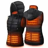 DR.PREPARE Beheizte Weste, Uni Winter Kapuzenoberbekleidung für Herren Damen, Leichte USB Elektrische Bekleidungsweste mit 3 Heizstufen, Größenverstellbar (Akku nicht enthalten), Schwarz ,