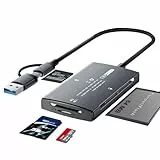 Dalimee SD Kartenleser USB C&USB, 4-in-1 Kartenlesegerät mit SD/TF/CF/MS, Plug-and-Play, bidirektionale Übertragung, USB&USB C Kartenleser für iPhone 15/16/17, Windows, Linux, Mac OS, Android, Geräte