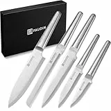 PAUDIN 5-teiliges Messerset, Küchenmesserset aus deutschem Edelstahl, Kochmesser Brotmesser Fleischmesser Allzweckmesser Schälmesser, Messer mit bequemem Griff und Geschenkbox