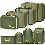 MOFELON Koffer Organizer Set- 8 Teilige, Packing Cubes, Suitcase Organizer, Travel Packtaschen für Koffer, Reise Organizer Set mit Kleidertaschen Schuhbeutel Wäschebeute, Reise Gadgets-Grüner