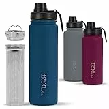 720°DGREE Edelstahl Thermo Trinkflasche 710ml “noLimit” +Früchtebehälter - Auslaufsicher, Kohlensäure geeignet, BPA-Frei - Isolierflasche mit Schraubverschluss für Sport, Fahrrad, Fitness +Sportdeckel