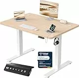 JUMMICO Höhenverstellbarer Schreibtisch mit USB-Ladeanschluss,Schreibtisch Höhenverstellbar Elektrisch 100 x 60 cm, Steh-Sitz Tisch Stehpult Verstellbarer Computertisch,Standing Desk,Beige