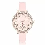 KIMOMT Damenuhren Lederband Luxus Quarzuhren wasserdichte Mode Kreative Armbanduhr für Damen Mädchen Damen (Rosa(810))