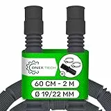 Universal Ablaufschlauch Waschmaschine und Geschirrspüler 60 cm bis 2 m Ø 19/22 mm mit Fitting für Ablaufschlauch mit 2 Stück Schlauchschellen 20-32 mm - Garantie 5 Jahre - ONIX TECH