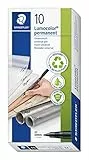 STAEDTLER permanent Marker Lumocolor, schwarz, Linienbreite ca. 1,0 mm, wisch- und wasserfest, Made in Germany, nachfüllbar, lange Lebensdauer, 10 schwarze Universalstifte im Kartonetui, 317-9