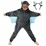 corimori 1851 Spark der Drache Kinder Jungen Mädchen Onesie Jumpsuit Anzug Kostüm Verkleidung (Gr. 90-110cm) Grau