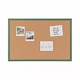 Bi-Office Kork Pinnwand, Korktafel mit Grünem MDF Rahmen, 60 x 40 cm