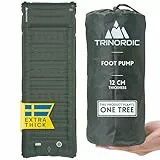 Trinordic Extradicke Aufblasbare Isomatte - 12cm Dick & 70cm Breit mit Fußpumpe & Kissen - Camping Luftmatratze mit Kleines Packmaß für Outdoor, Wandern & Bikepacking