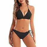 Durio Bikini Damen Push up Sexy 3tlg Bikini Damen Set mit Triangel Bikinihose Breit von Körpchen Verstellbar 36(Herstellergröße S)