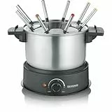 Severin Fo2473 Fonduta Elettrica 8 Persone Con Pentola In Acciaio Inox Estraibile, Incluso: Paraspruzzi E 8 Forchette