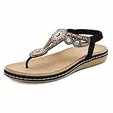 ZOEASHLEY Sandalen Damen Sommer Flache Zehentrenner Sandaletten Bohemian Flip Flops Schwarz07 39
