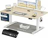 Homall Höhenverstellbarer Schreibtisch 140x70cm mit USB-A Ladeanschluss, Elektrischer Schreibtisch mit Kabel Management Tray, Standing Desk mit 3 Memory Funktion, Computertisch Beige