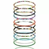 Aucuu Fußkettchen für Damen, 12 Stück Boho Handgemachte Bunte Perlen Fusskette, Verstellbare Fußkettchen Elastische, Mehrschichtige Fußschmuck für Frauen und Mädchen für Sommer Strand