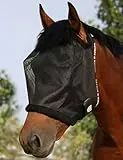 Harrison Howard Allround-Mesh Pferd Fliegenmaske UV-Schutz mit Fleece gepolsterter Einfassung schwarz L