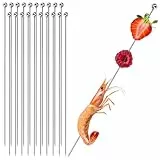 com-four® 20x Cocktailspieße aus Edelstahl - Spieße für Fingerfood, Obst, Burger - wiederverwendbarer Party-Picker 22 cm - Häppchen Piekser für Geburtstag, Party, Barbecue, Hochzeit (20 Stück - 22cm)
