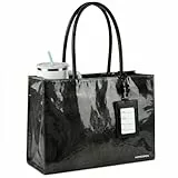 HOMESPON Shopper Damen Groß Wasserdicht, Aesthetic Kraftpapier Handtasche mit Reißverschluss, Robuste PVC Schultertasche für Büro, Uni und Alltag