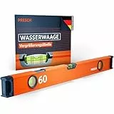 Presch Wasserwaage 60cm - Bruchfeste Weitwinkellibelle inkl. 2% Gefälle-Anzeige - Vertical-View-Funktion dank Sichtfenster - Innovative Anti-Rutsch‑Endkappen & präzisionsgefräste Messfläche