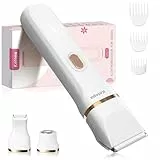 Intimrasierer für Frauen, 3 in 1 Elektrischer Rasierer Damen für Bikinizone, Gesicht und Körper, Kabellose Bikini Trimmer mit 3 Präzisionskämme für Intimbereich, Wasserdicht & Hautfreundlich(Weiß)