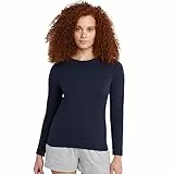 Hanes Damen Langärmeliges Baumwoll, Leichtes T-Shirt mit Rundhalsausschnitt, Moderne Passform Hemd, Marineblau, Mittel
