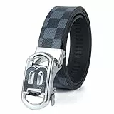 Faux Gürtel Herren Buchstabe B Automatik Schnalle Gürtel Plaid Gürtel, grau, 120 cm