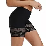 Joyshaper Unter Rock Kurz Hose Damen Spitzen Unterhose Anti-Chafing Shorts Nahtlose Unterwäsche, Schwarz, L