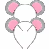 Amosfun Maus Ohren Haarreif 2 StüCk Grau Stirnband Leichtes Stoff Accessoire FüR KostüM Party Cosplay Performance Foto Requisite