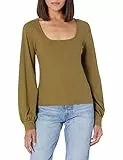 The Drop Top für Damen, @lucyswhims Top mit Ballonärmeln und geradem Ausschnitt, Military Olive, S