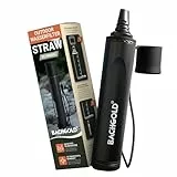 Bachgold Straw Wasserfilter Outdoor Survival – Ultraleichte Prepper Ausrüstung Liefert bis zu 500L Frisches Trinkwasser für Jeden Ernstfall, inkl. Schlauch, Langlebig Konstruiert, Schwarz