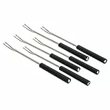 Alessi Mami Set bestehend aus sechs Bourguignonnegabel aus Edelstahl und Griff aus Holz, 4 x 28.2 x 20.5 cm, Silber, 6 Stück