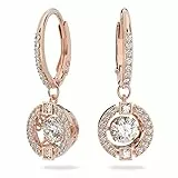 Swarovski Una Ohrringe, Rund, Weiss, Roségold-Legierungsschicht