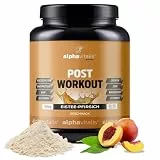 POST WORKOUT Shake - 1500g Eistee Pfirsich - mit Maltodextrin - Whey Protein Pulver - EAA (essentielle Aminosäuren), Creatin Monohydrat, L-Glutamin, Magnesium - Sportgetränk - Made by alphavitalis