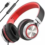 Bywulanda USB-C Kopfhörer mit Mikrofon und Lautstärkeregler, Over Ear Stereo Headsets für iPhone 15, 16 Pro, kabelgebunden, Faltbare Kopfhörer für Smartphones, Chromebook, Laptop, Tablets, Reisen