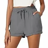 Shorts M mit einfarbiger, lässiger Tasche Kordelzug, stilvolle Strandshorts mit Leinwandbindung Fashion Shorts (Dark Gray, S)