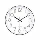 jomparis 20cm Modern Quartz Lautlos Wanduhr Schleichende Sekunde ohne Ticken Analoge Wanduhr Dekor für Wohnzimmer, Kinderzimmer,Küche,Büro (Schwarz)