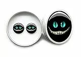 Ohrringe Schwarz Damen Ohrringe Silber 925 Stecker Ohrstecker Mädchen Katze Grinsekatze Cheshire Cat Alice im Wunderland