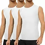 Falechay 3er Pack Unterhemd Herren 100% Gekämmte Baumwolle Tank Top Herren Ärmelloses Unterhemden Weiß L