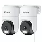 VIM TAG 2pcs 2,5K Überwachungskamera Aussen, 5G WLAN Kamera Überwachung Außen,360°PTZ-Außenkamera mit Farbige Nachtsicht,Aussenkamera für PIR-Bewegungserkennung, 2-Wege-Audio, IP66,Alexa,Cloud/SD Card