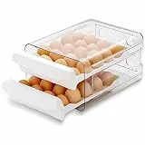 HOMQUEN Eierbehälter, 40 Gitter/2 Schichten Eierhalter, Eierschublade ,Aufbewahrungsbox für Frische Eier für Kühlschrank, Eierablage(1 Stück) Transparent, Weiß